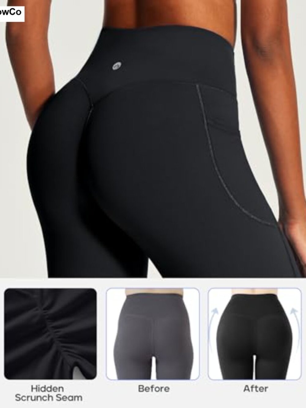 Butt Lifting Wide Leg Yoga Pants with Pockets High Rise - Picture 4 of 6